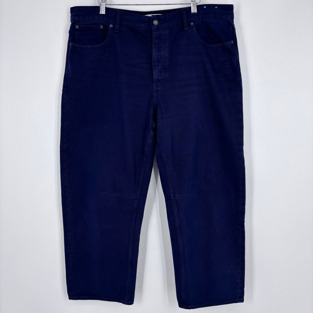Madewell The Darted Barrel-Leg Jeans Womens 32 Navy Blue Denim High Rise Tapered